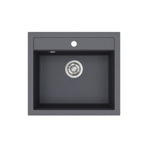 Helika Einbauspüle Quadro, 56x51 cm, Graphit. Quadratische Granitspüle für 60 cm Küchenschrank.