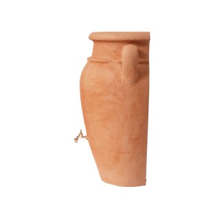 Garantia Wandamphore Antik 260 l in Terracotta mit Zapfhahn, ideal zur Regenwassernutzung.