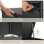Tectake Auflagenbox Oslo, 750L, Rattangeflecht, schwarz. Kissenbox mit Griffschlaufen, Innenverkleidung und Gasdruckfedern.