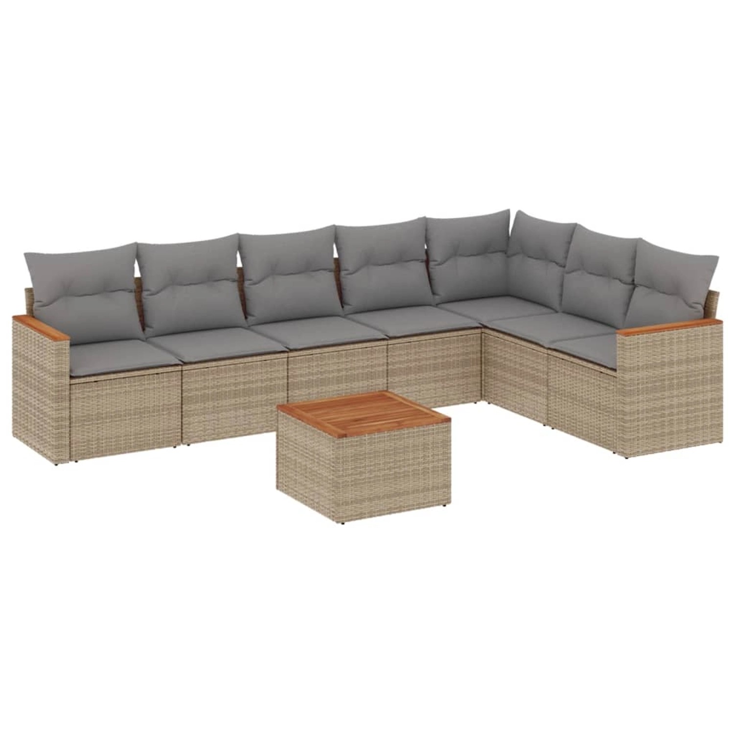 vidaXL 8-Tlg Garten-Sofagarnitur mit Kissen Beige Poly Rattan 3226038