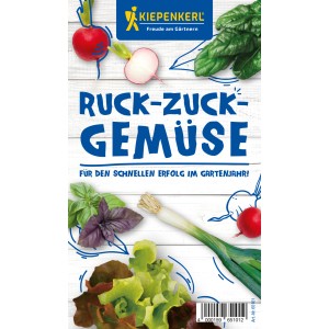 Gemüsesamen-Set 'Ruck-Zuck-Gemüse' von Kiepenkerl mit Radieschen, Spinat, Salat und Basilikum.