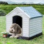 Costway Hundehütte Hundehaus Blau & Weiß 87.7 x 78.5 x 81.5 cm_4