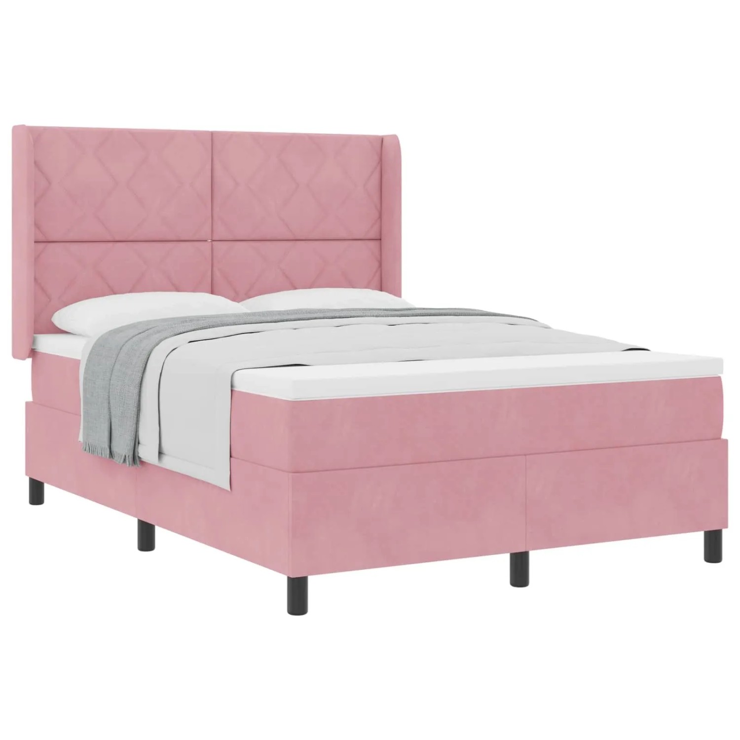 vidaXL Boxspringbett mit Matratze mit Kopfteil Rosa 160 x 200 cm Samt 3342073