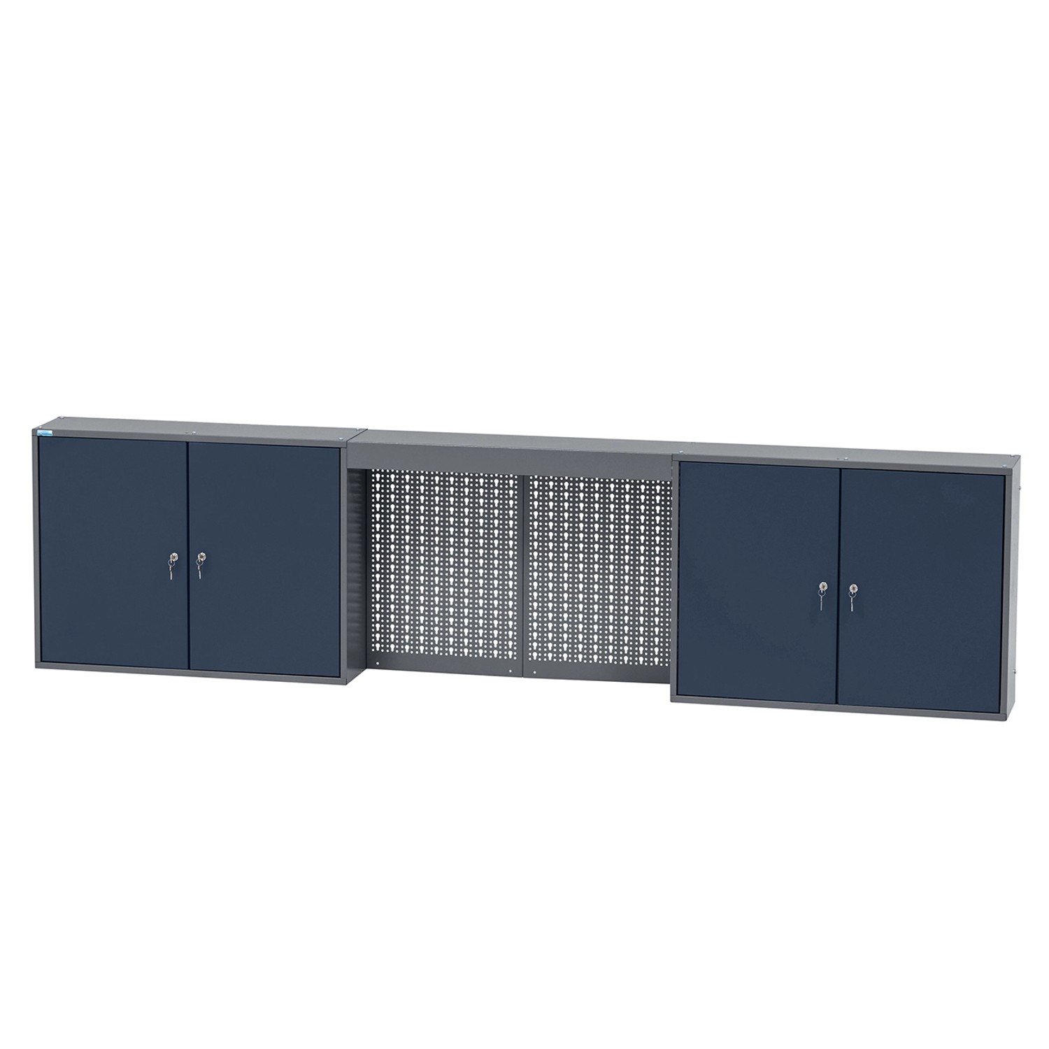 Küpper Hängeschrank 4-Türig 4 Fachböden 60 x 240 x 20 cm Dunkelblau