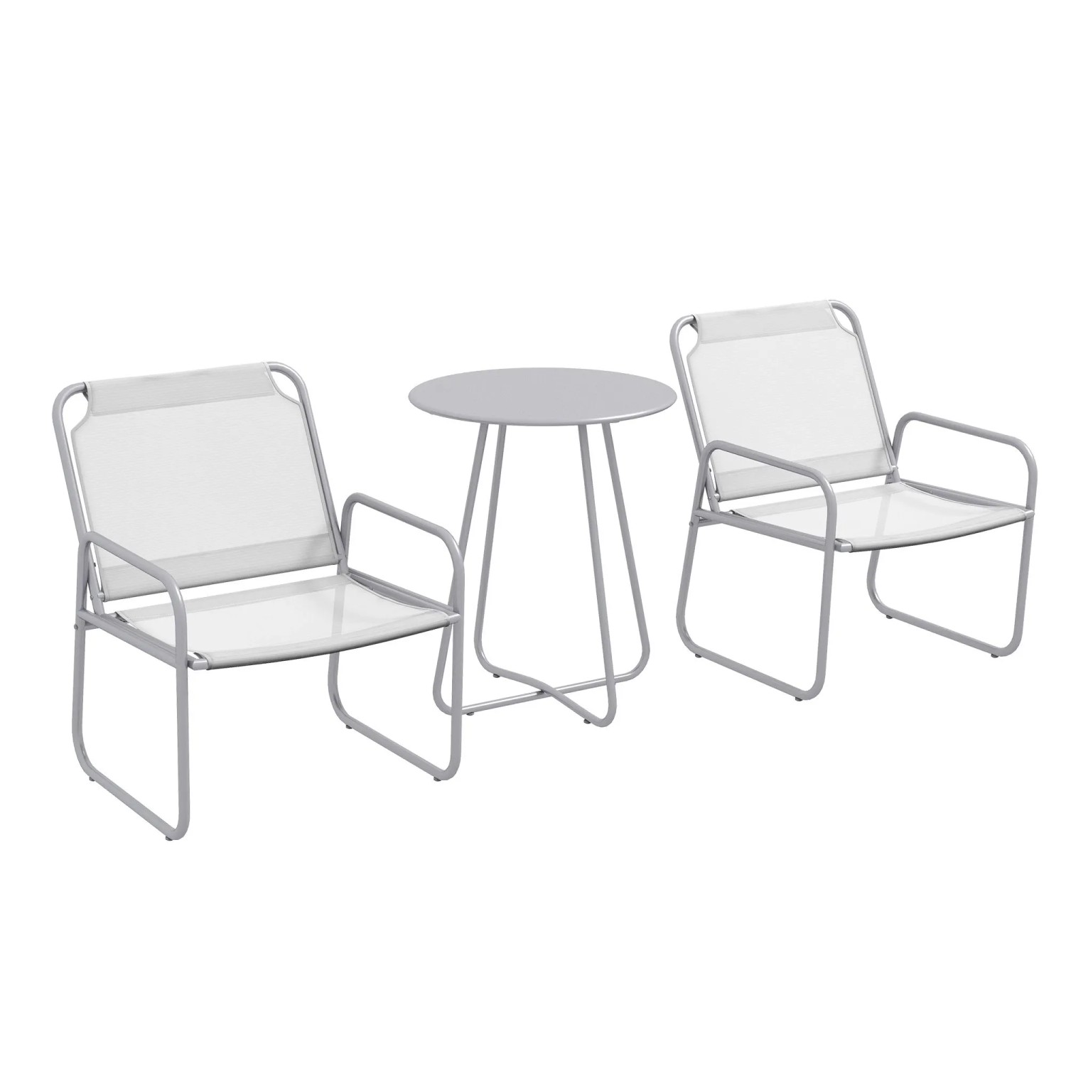 Furnicato Gartengarnitur 3 Teilig Hellgrau Ø60 X 72h Cm 2 Stühle 1 Tisch