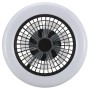 Runde, schwarze LED-Deckenleuchte Montero mit Ventilator und weißem Rahmen, Ø 42 cm.