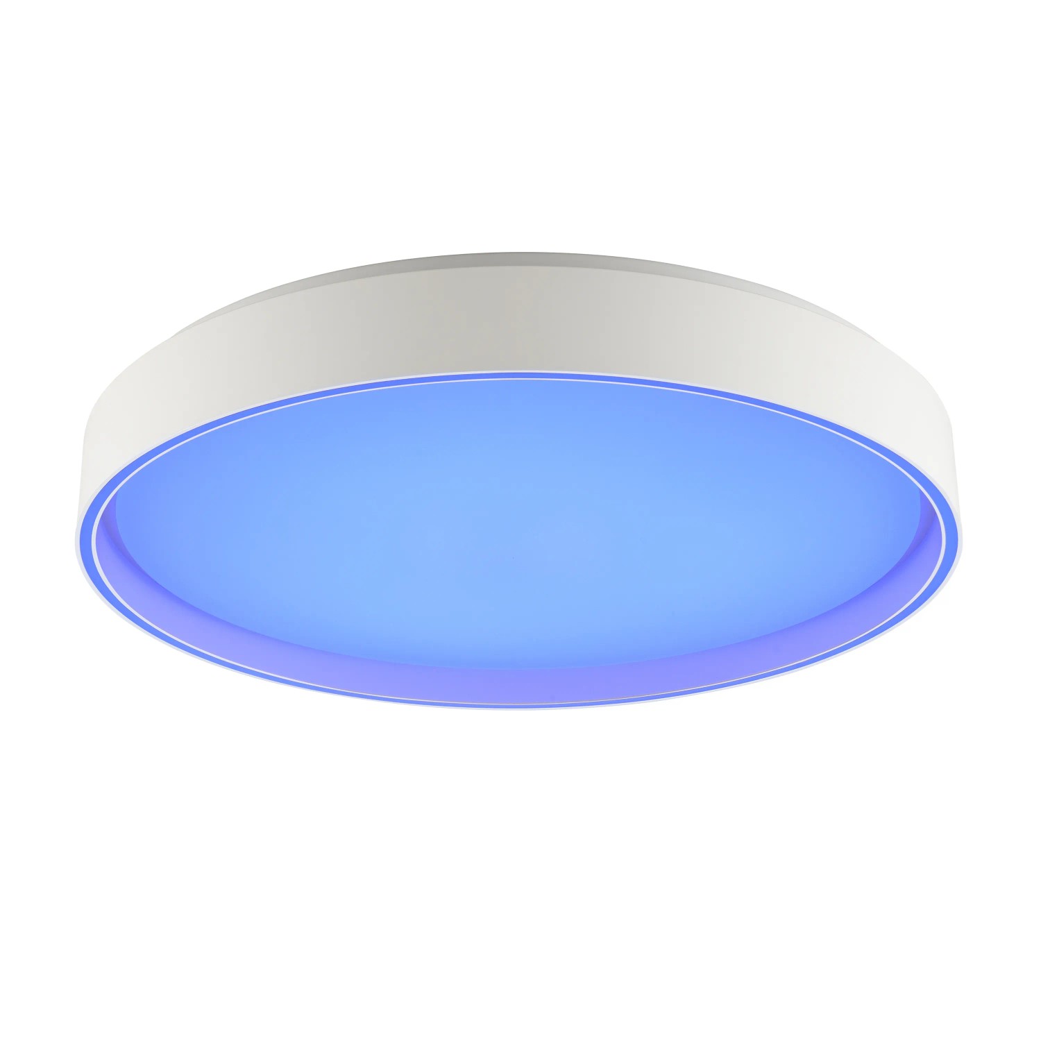 Weiße, runde LED-Deckenleuchte Mona (Ø 49cm) mit RGB- und CCT-Funktion für individuelle Lichtstimmungen.