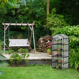 Relaxdays Balkongewächshaus Eisen Kunststoff Schwarz Transparent 5 Ebenen 192 cm x 69 cm x 50 cm 4,9 kg