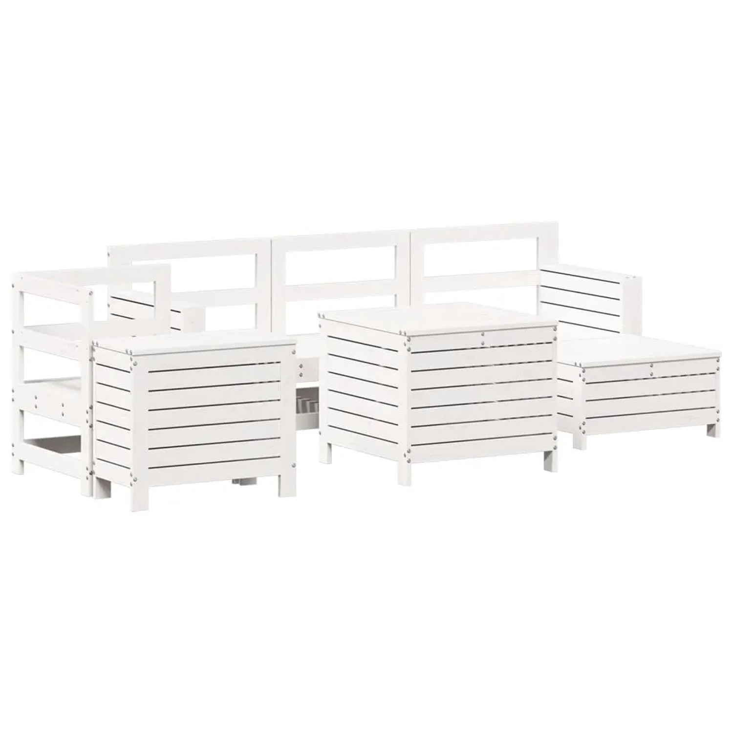 vidaXL 7-Tlg Garten-Sofagarnitur Weiß Massivholz Kiefer 3250509 günstig online kaufen