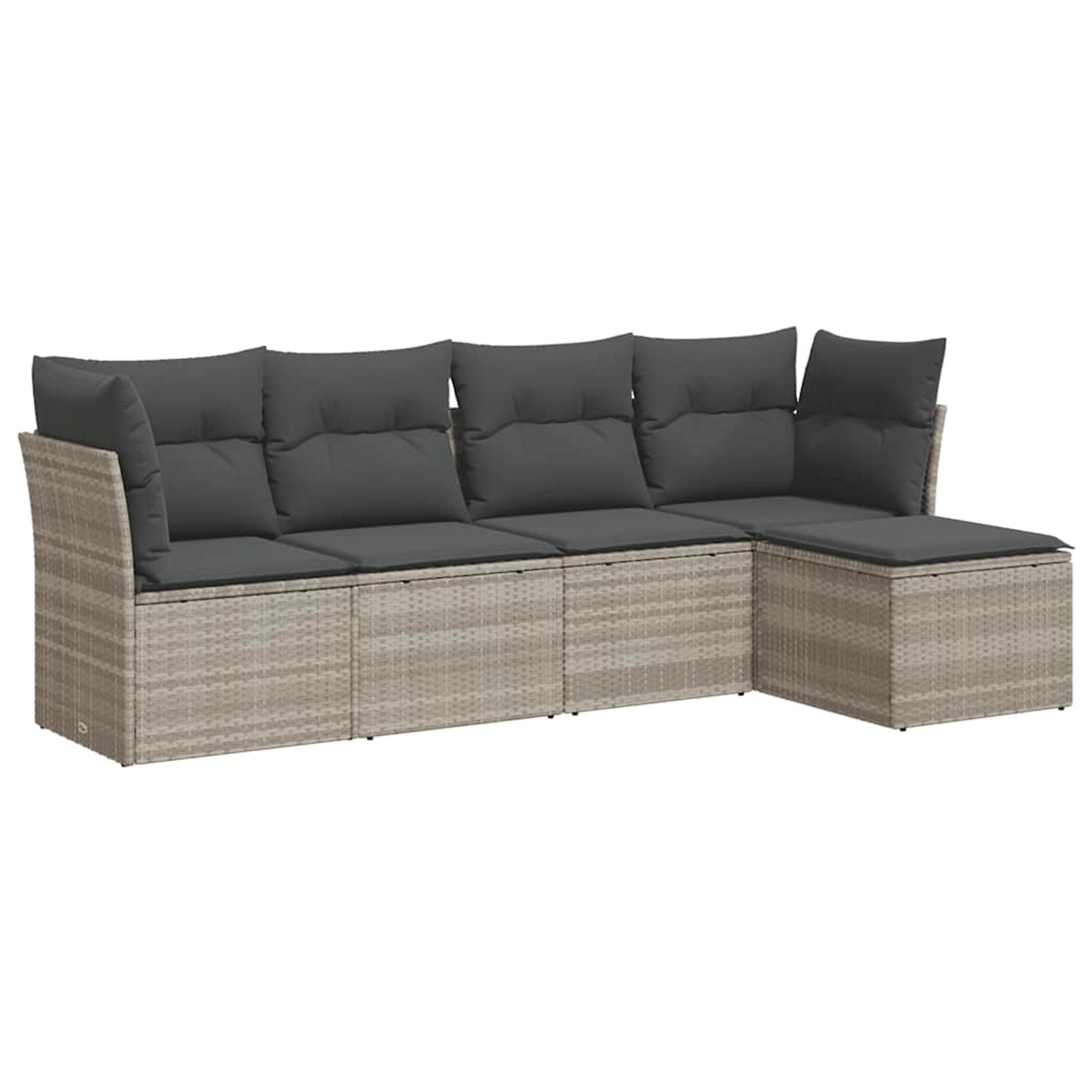 vidaXL 5-Tlg Garten-Sofagarnitur mit Kissen Hellgrau Poly Rattan 3325268 günstig online kaufen