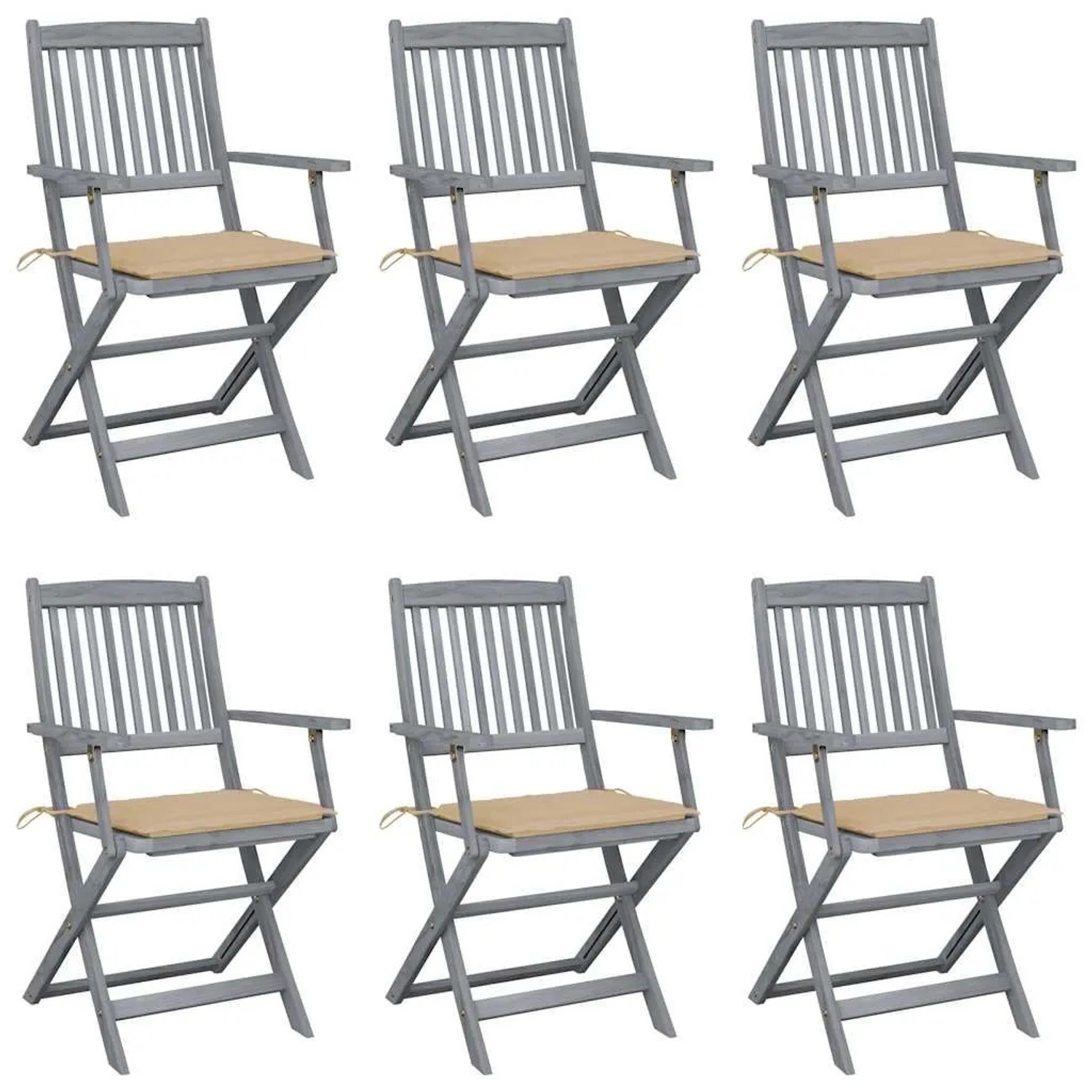 vidaXL Klappbare Gartenstühle 6 Stk mit Sitzkissen Massivholz Akazie 3065410