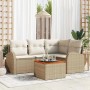 Beige vidaXL Gartenmöbel-Set, 5-teilig, mit Rattan-Sofa und Tisch für Terrasse oder Garten.