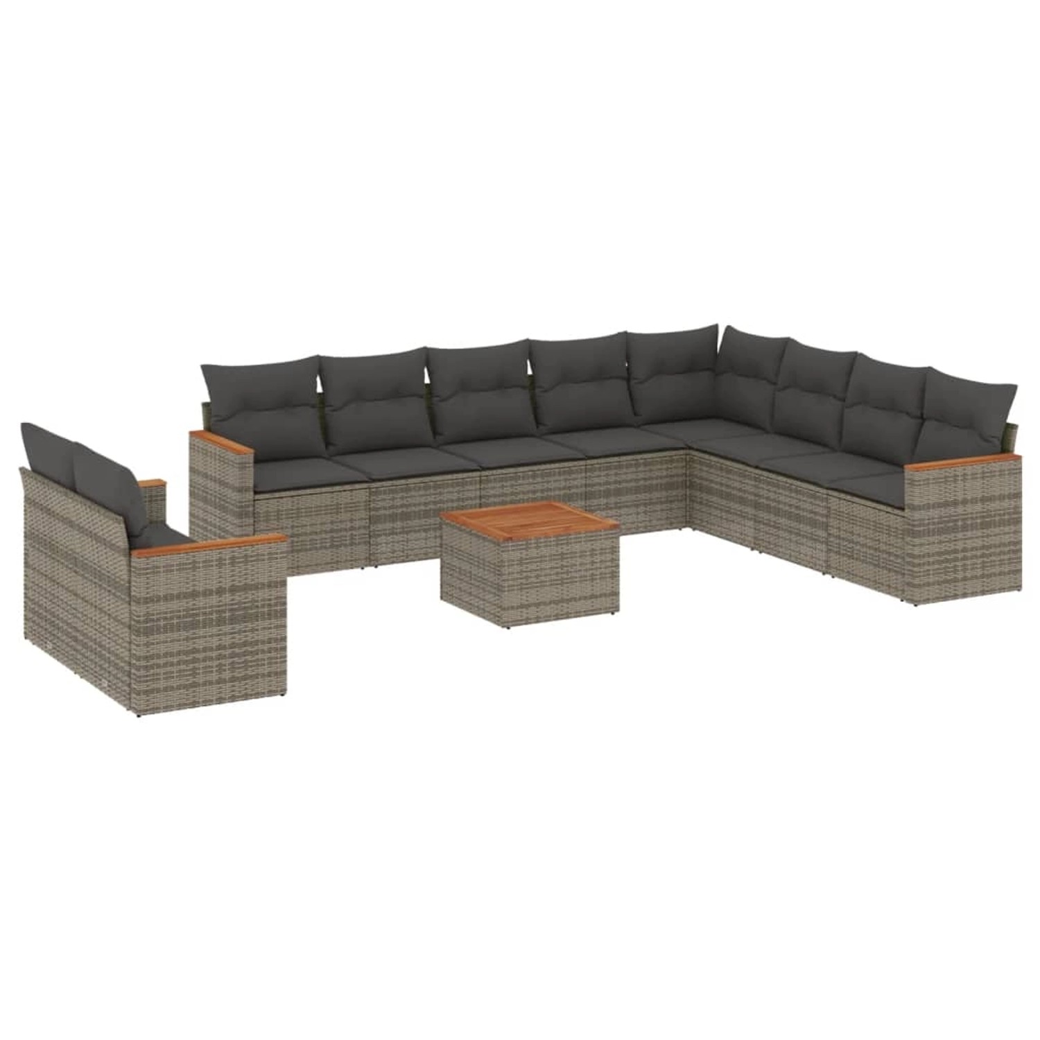 vidaXL 11-Tlg Garten-Sofagarnitur mit Kissen Grau Poly Rattan 3226123 günstig online kaufen