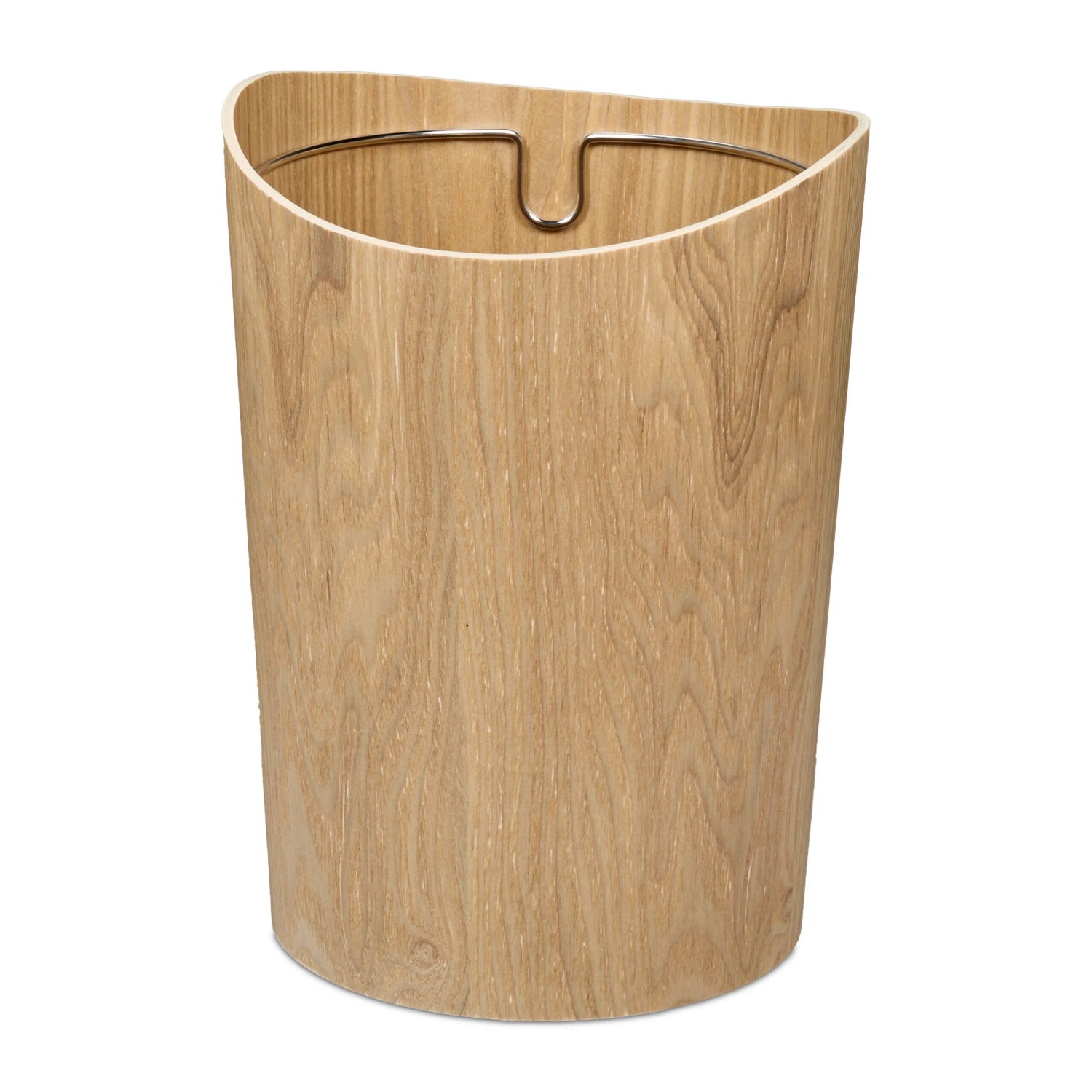 Relaxdays Papierkorb Sperrholz Esche mit Metallring 9, 30 cm x 23 cm 650 g