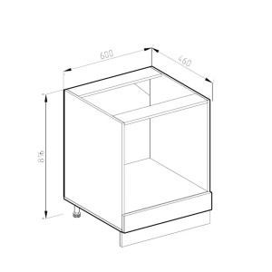 Skizze: Weißer Vicco Herdumbauschrank R-Line, Landhausstil, 60 cm breit, ohne Arbeitsplatte.
