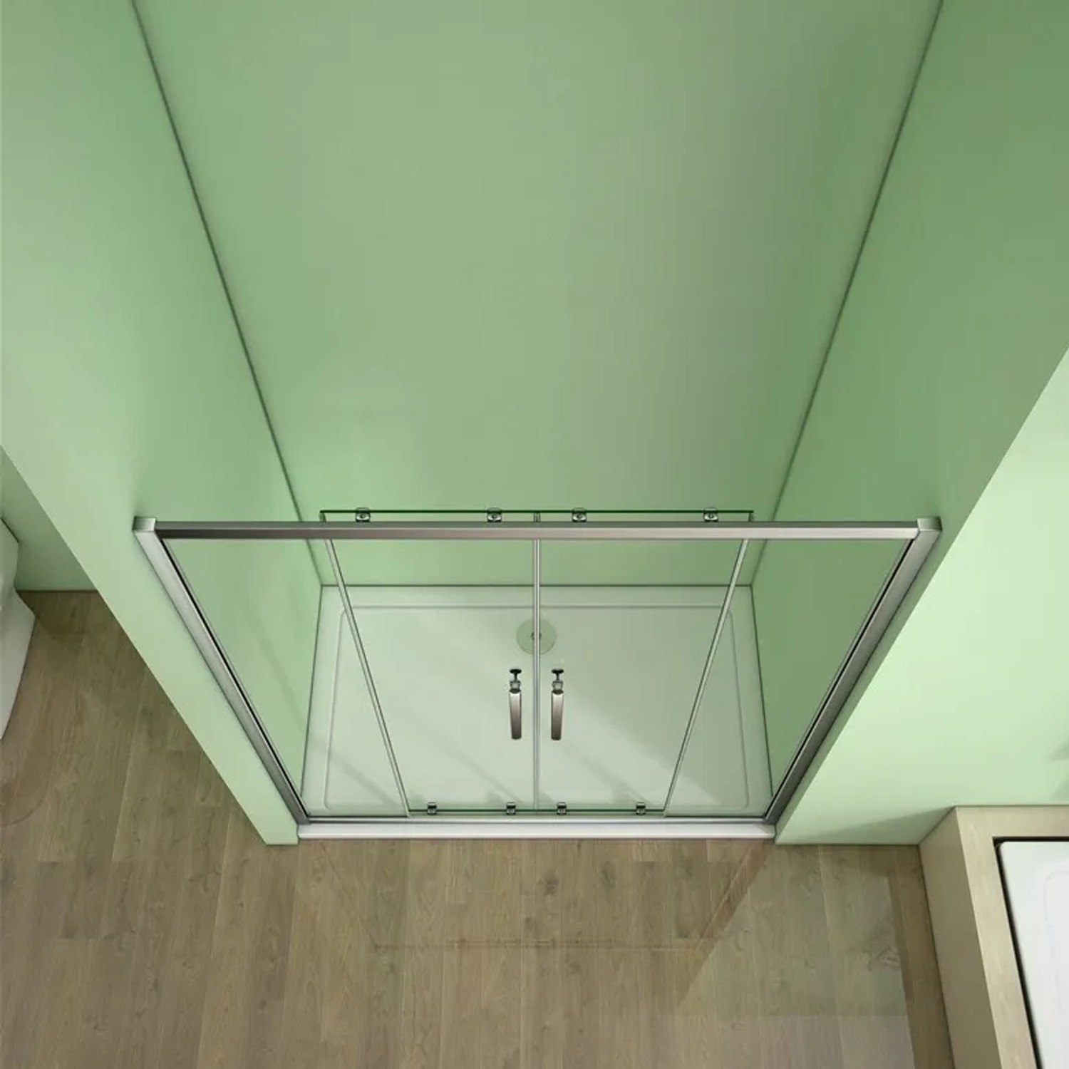 Duschparadies Schiebetür, 140 cm, mit Rahmen aus Chrom und Klarglas für die Dusche.