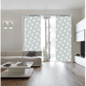 Gardinia Schiebevorhang Bloomy, schilfgrün, mit dezentem Muster für Fensterdekoration.