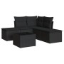 Schwarze 6-tlg. vidaXL Garten-Sofagarnitur aus Poly Rattan mit Kissen.