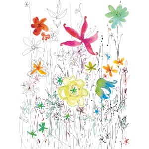 Komar Vlies Fototapete Joli, florales Aquarell-Design mit bunten Blumen.