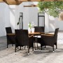vidaXL 5-tlg. Garten-Essgruppe aus Poly Rattan in Schwarz mit Akazientisch und 4 Stühlen.