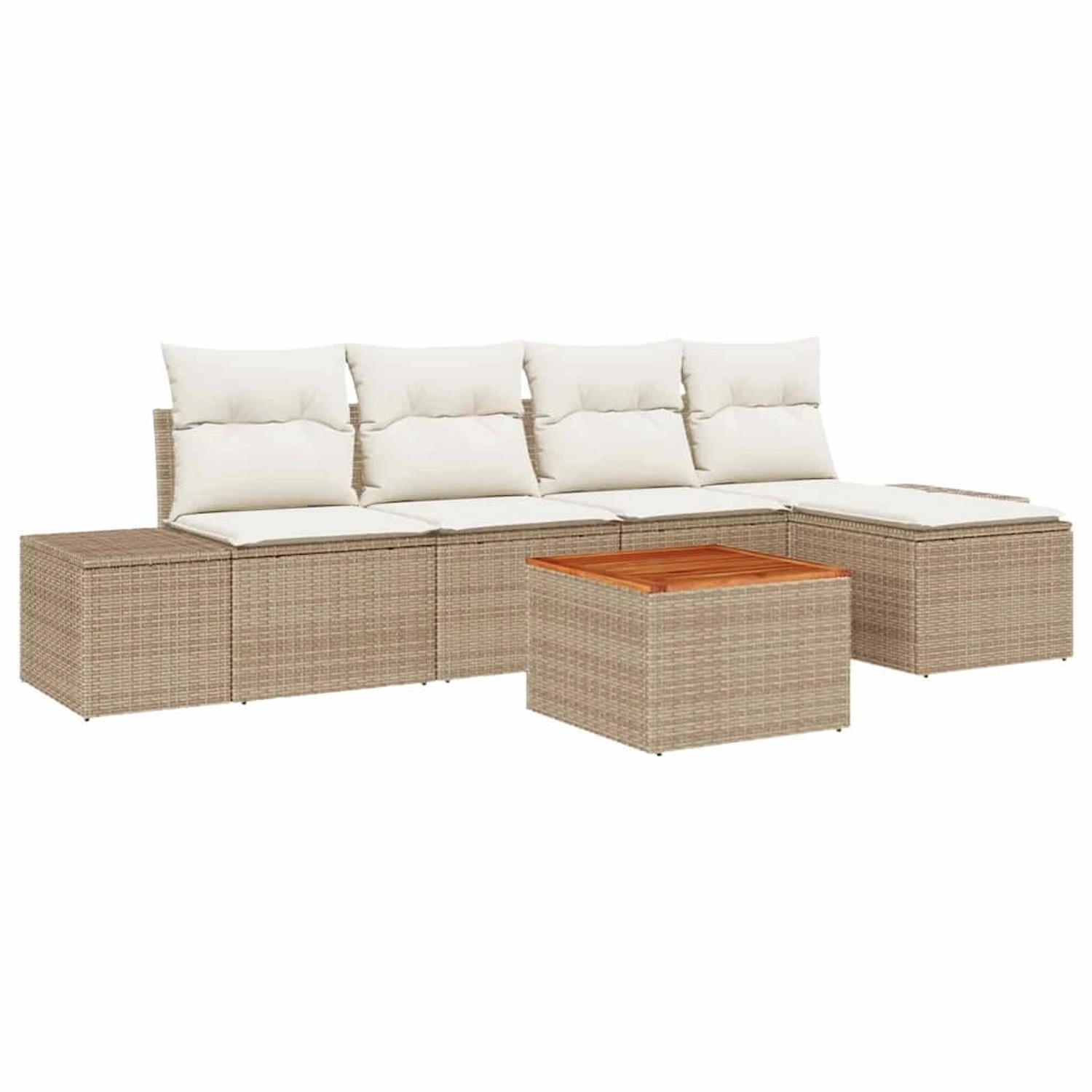 vidaXL Garten-Sofa-Set mit Kissen 6-Tlg Beige Poly Rattan 3347946 günstig online kaufen