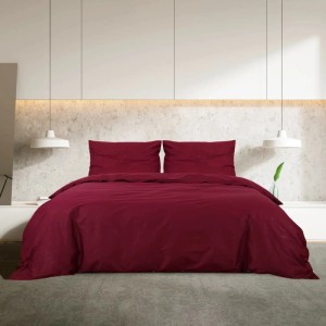 vidaXL Bettwäsche-Set Bordeauxrot 200x220 cm Baumwolle 136185