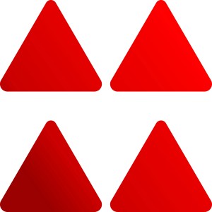 Aufkleber mit vier roten Holografie-Leucht-Reflektoren in Dreiecksform, 10,5 cm.