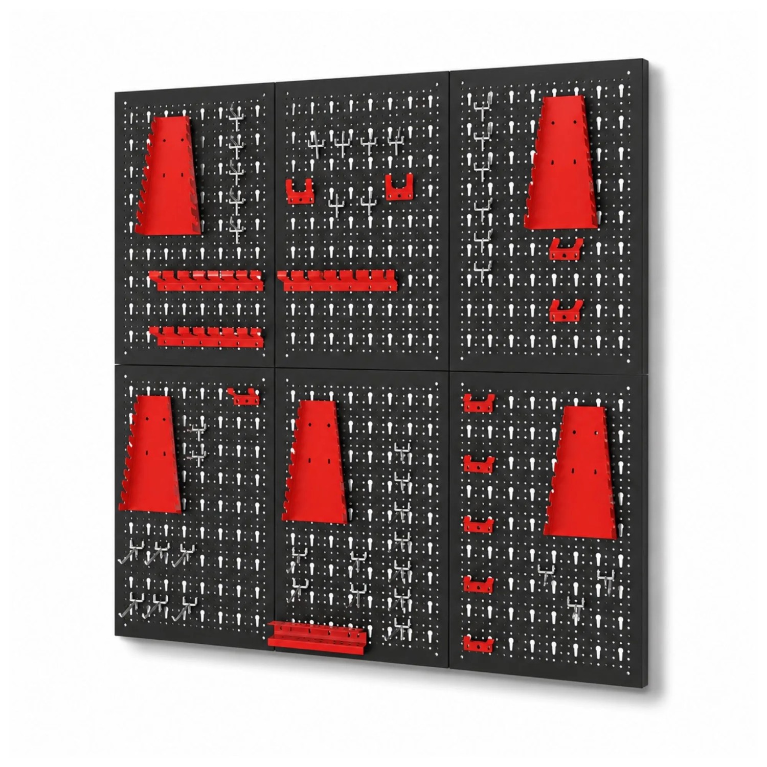 PROREGAL 6x Werkzeug Lochwand Set ARES Aus Metall BxT 240x60cm Inkl. 58 Haken & Halterungen Werkzeugwand Lochplatte Werkzeughalter