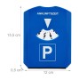 Blaue Parkscheibe aus Kunststoff mit analoger Zeiteinstellung und P-Symbol. Inkl. Eiskratzer & Einkaufswagenchips. 15,5x12x0,5 cm.