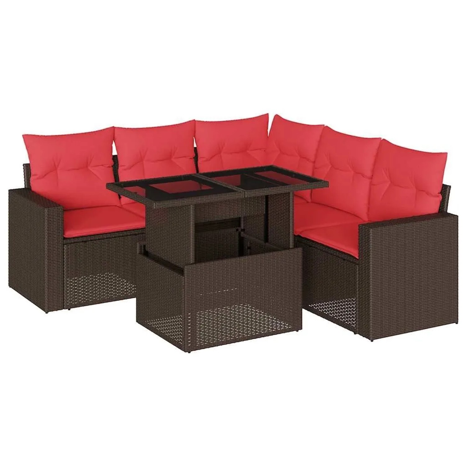 vidaXL 6-Tlg Gartensofa-Set mit Kissen Braun Polyrattan 3267274 günstig online kaufen