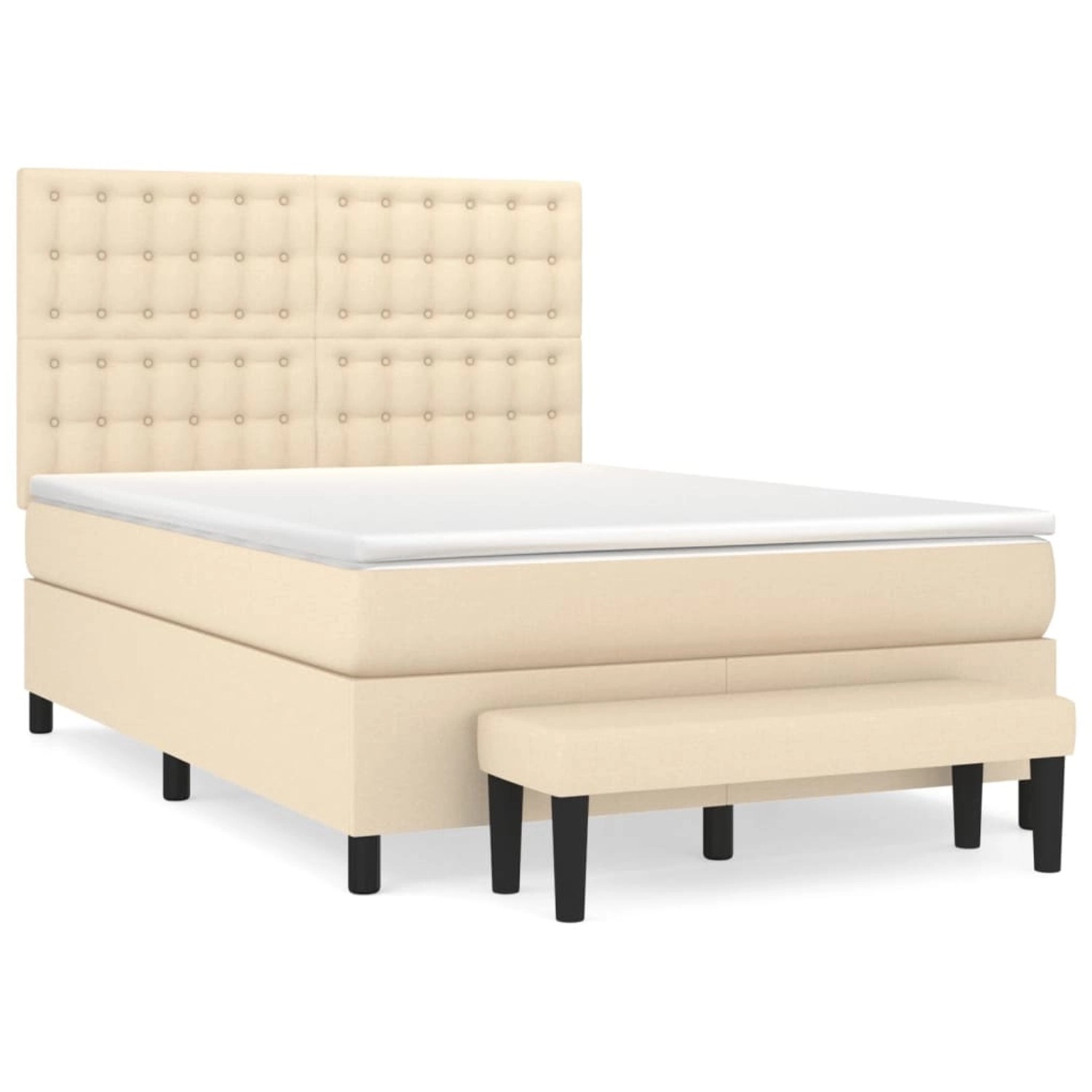 Vidaxl Boxspringbett Mit Matratze Creme 140x200 Cm Stoff günstig online kaufen
