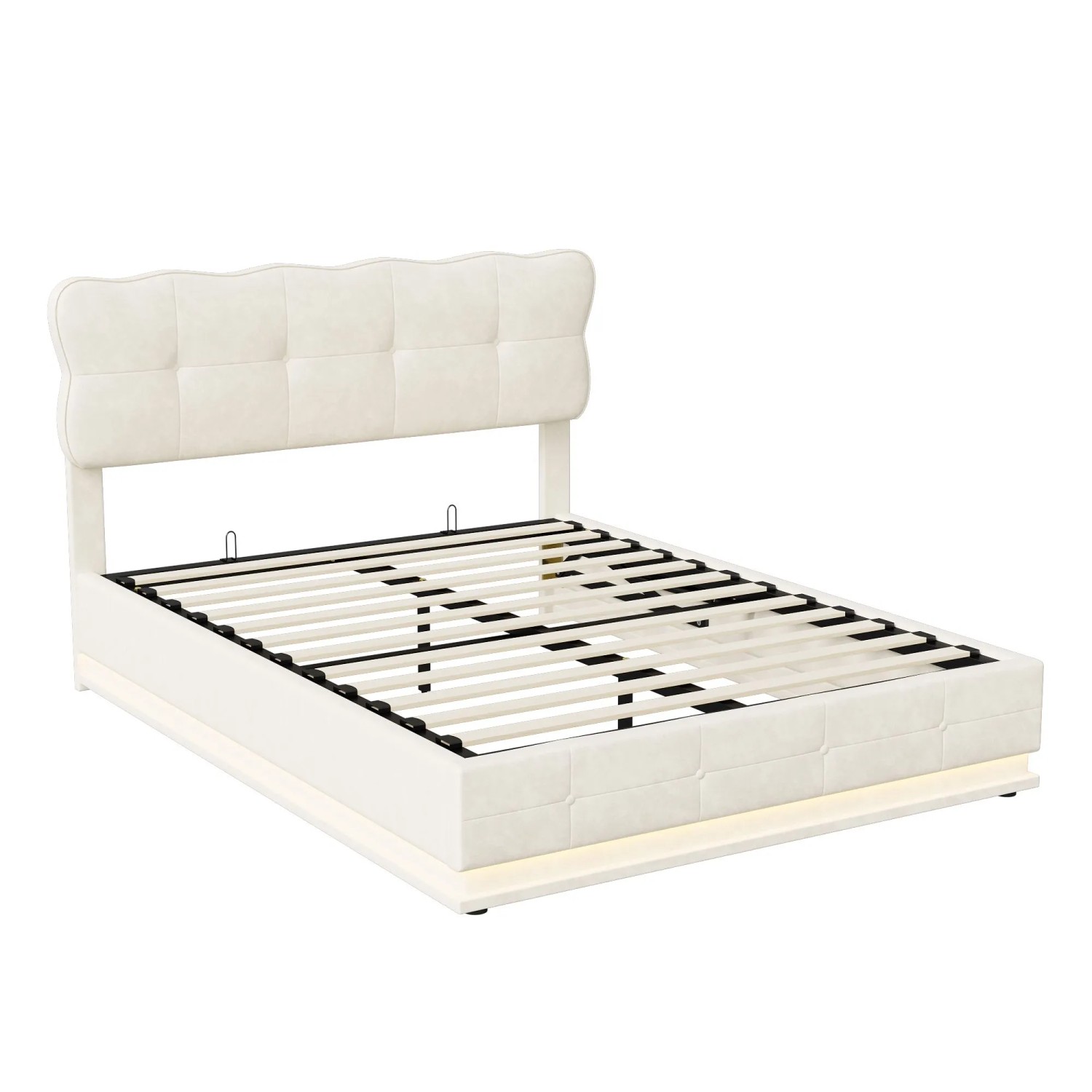 PXloue Bett Polsterbett in Beige mit LED-Beleuchtung und Stauraum 160x200cm günstig online kaufen