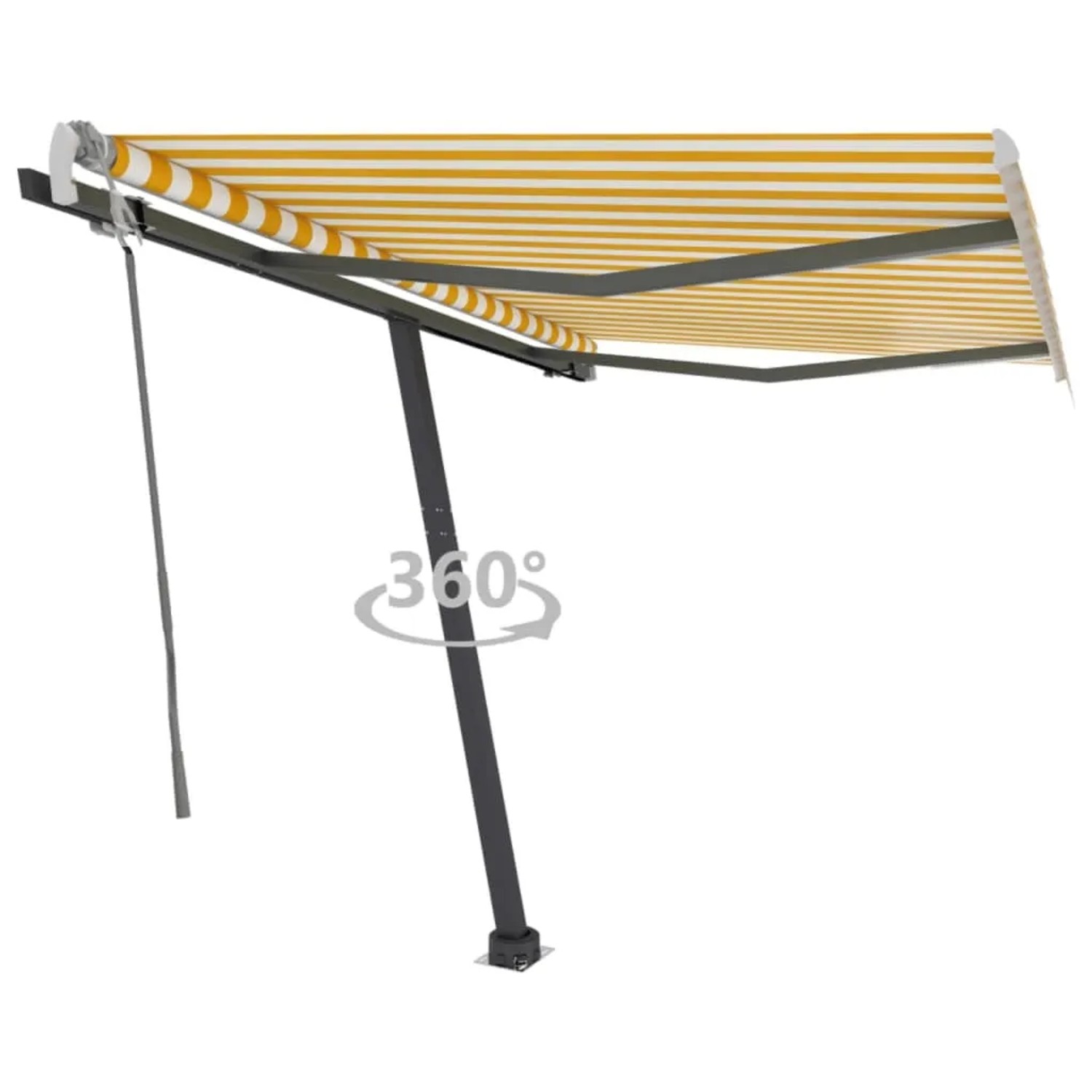 furnicato Standmarkise Manuell Einziehbar 300x250 cm Gelb/Weiß