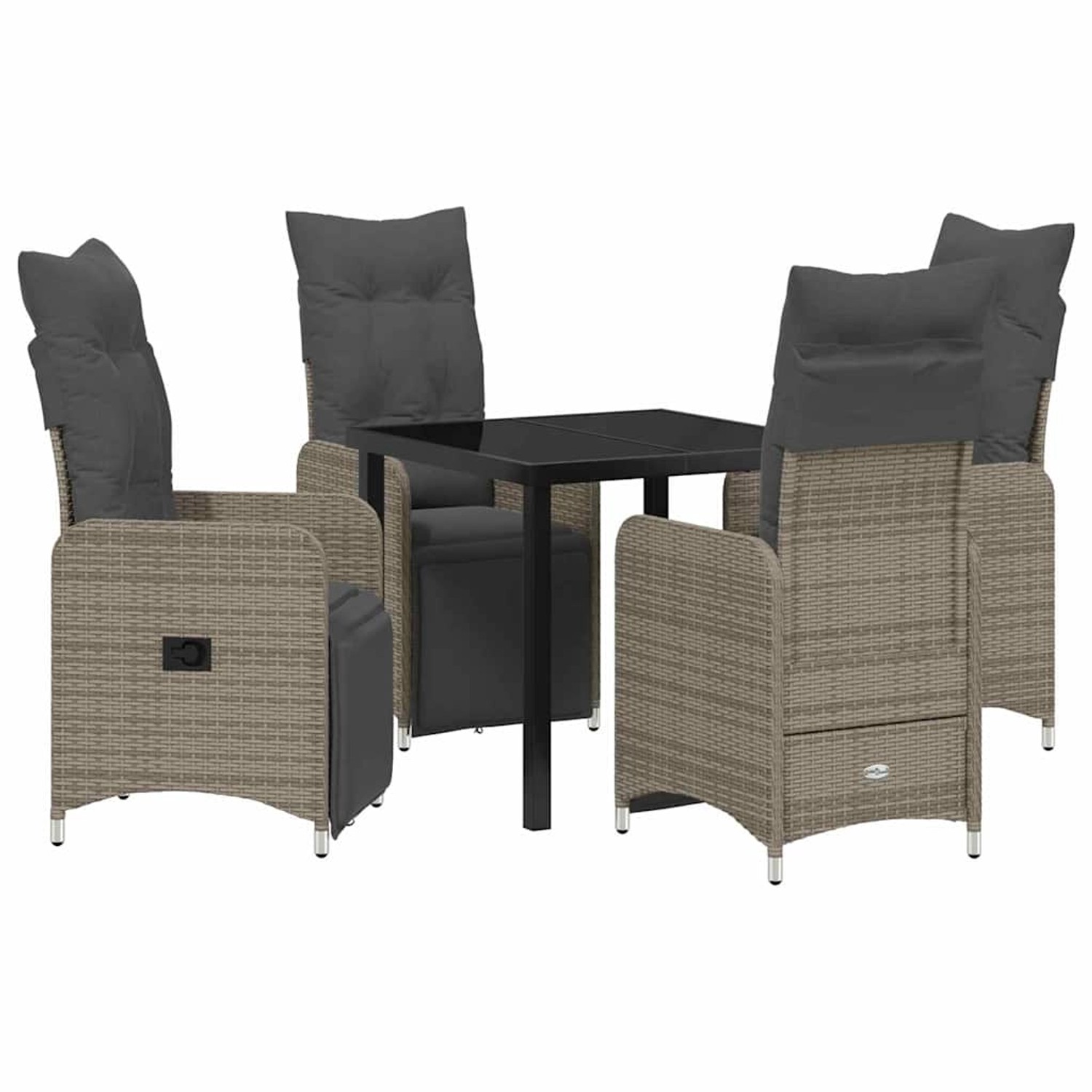 vidaXL 5-Teiliges Garten-Esszimmer-Set mit Kissen Grau Poly Rattan 3379675