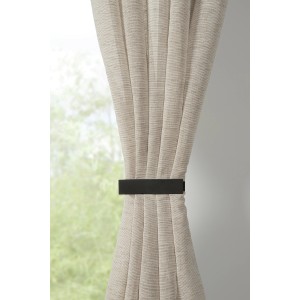 Gardinia Raffhalter Indira, schwarz, mit Vorhang gerafft.