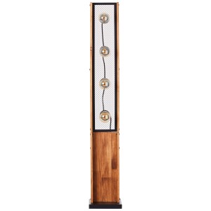 Schwarze Brilliant Standleuchte Calandra, 125 cm hoch, mit Holzfuß und vier Leuchten.