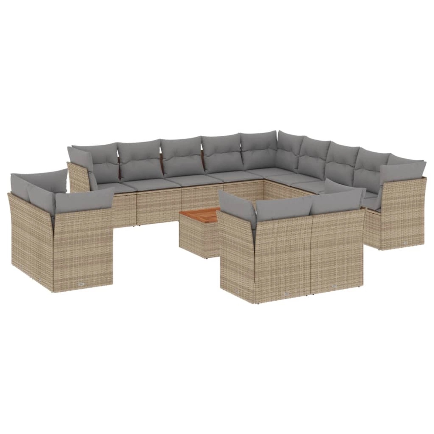 vidaXL 14-Tlg Garten-Sofagarnitur mit Kissen Beige Poly Rattan 3256290 günstig online kaufen