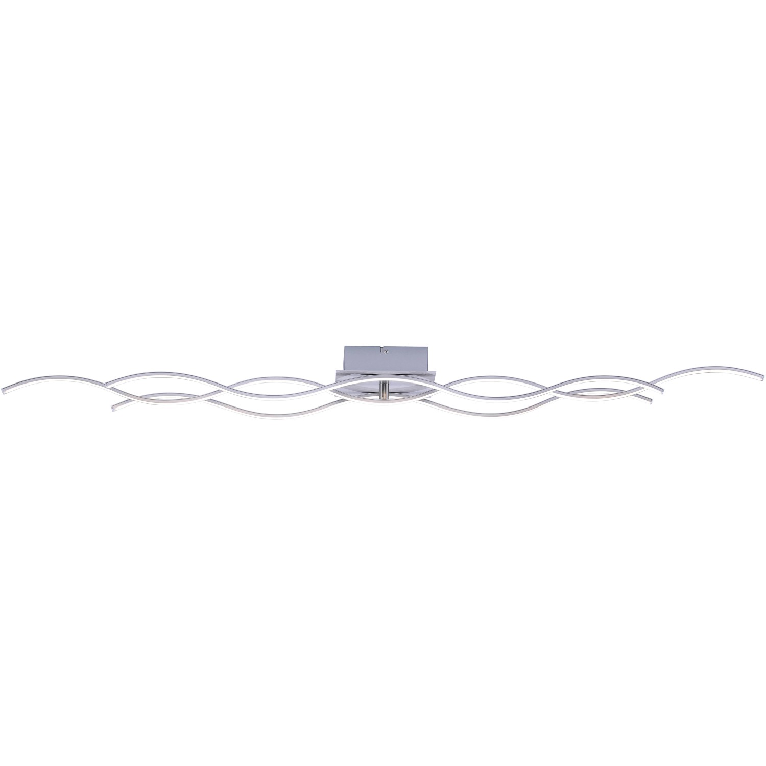 Moderne LED-Deckenleuchte Wave, 139,5 cm, silberfarben, wellenförmiges Design für Wohnräume.
