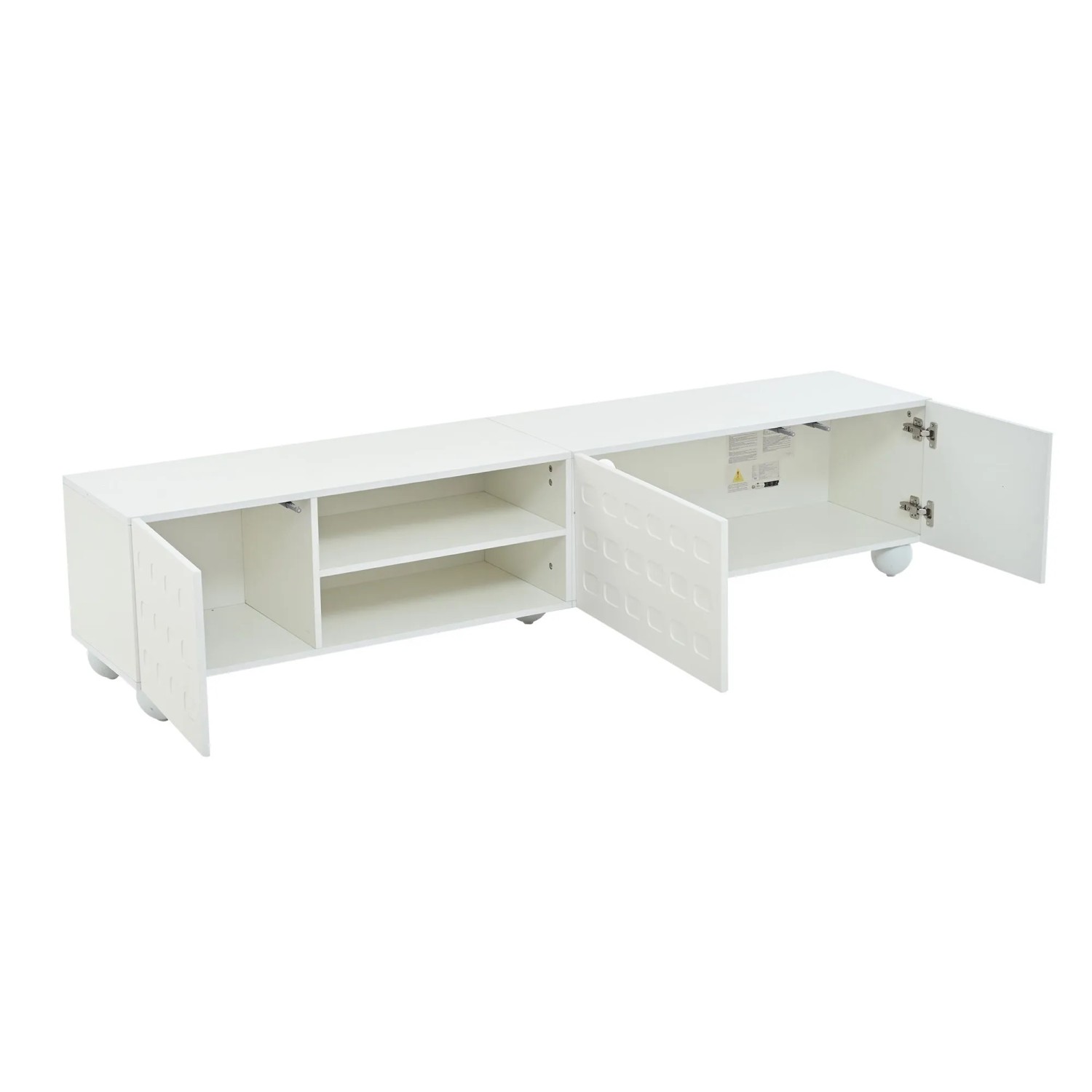 okwish TV Schrank mit 3 Türen Stauraum Wohnzimmer 200x40x44cm Weiß