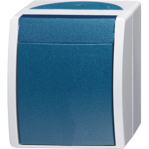 Busch-Jaeger Ocean AP Wippschalter Aus-/Wechselschaltung, blau/weiß.