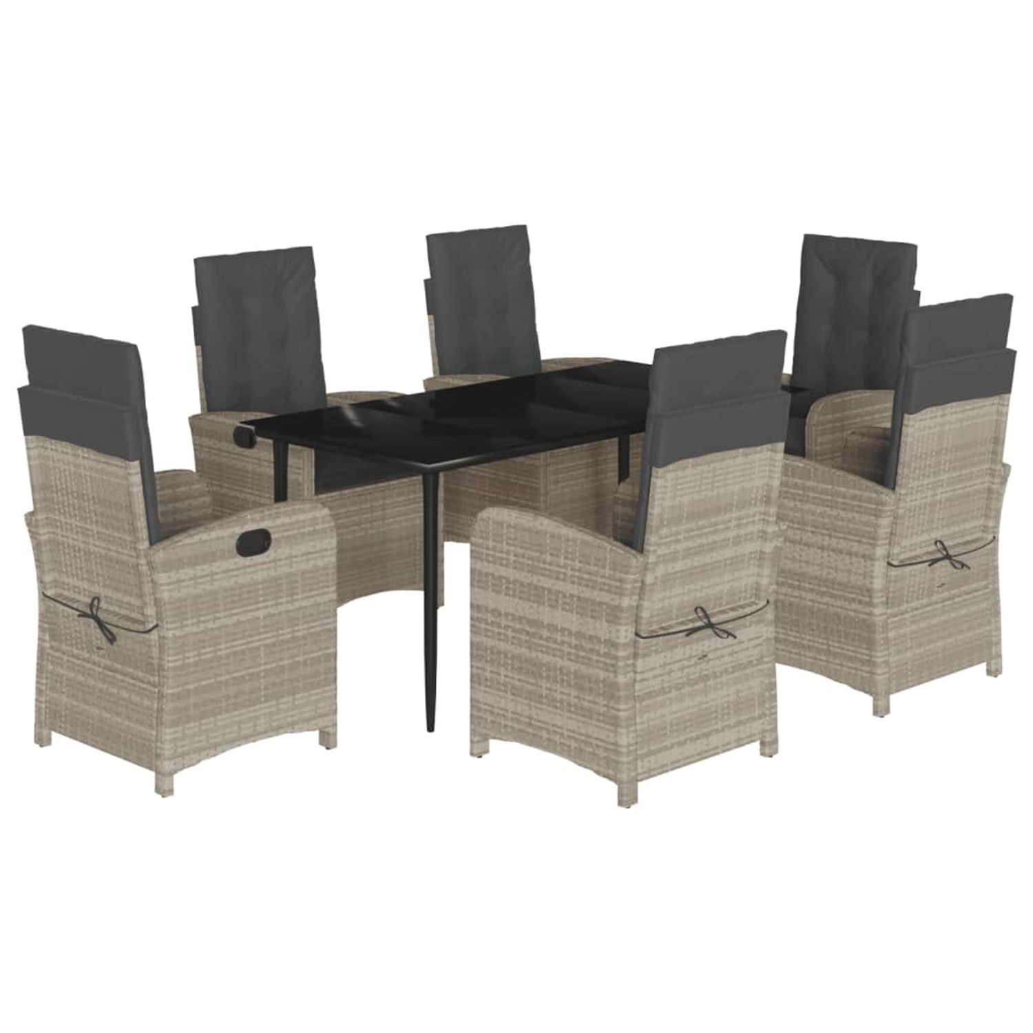 vidaXL 7-Tlg Garten-Essgruppe mit Kissen Hellgrau Poly Rattan 3212416 günstig online kaufen