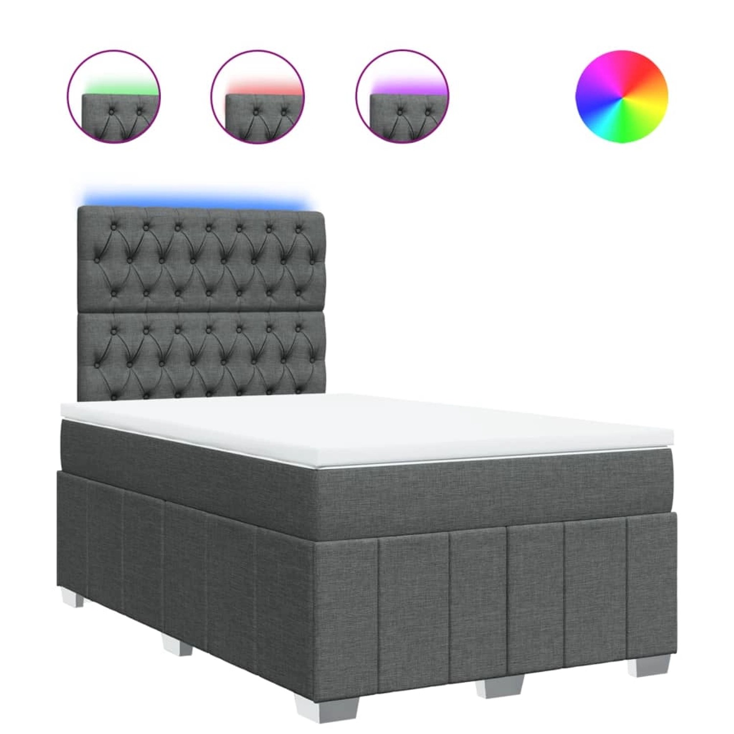 vidaXL Boxspringbett mit Matratze Dunkelgrau 120x200 cm Stoff 3293943 günstig online kaufen