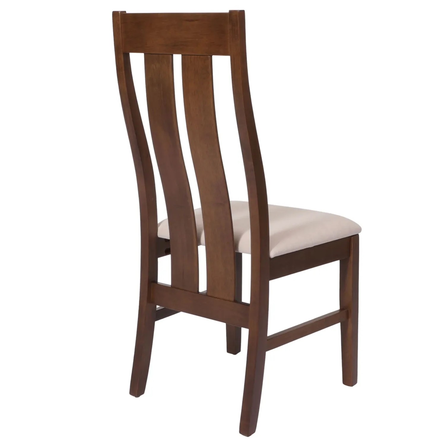 Esszimmerstuhl M58 im 6er-Set, dunkles Holzgestell, creme Stoffbezug.