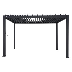 Mirador Lamellen-Dach Pergola 3x4m, anthrazitfarbener Pavillon mit Lamellendach.