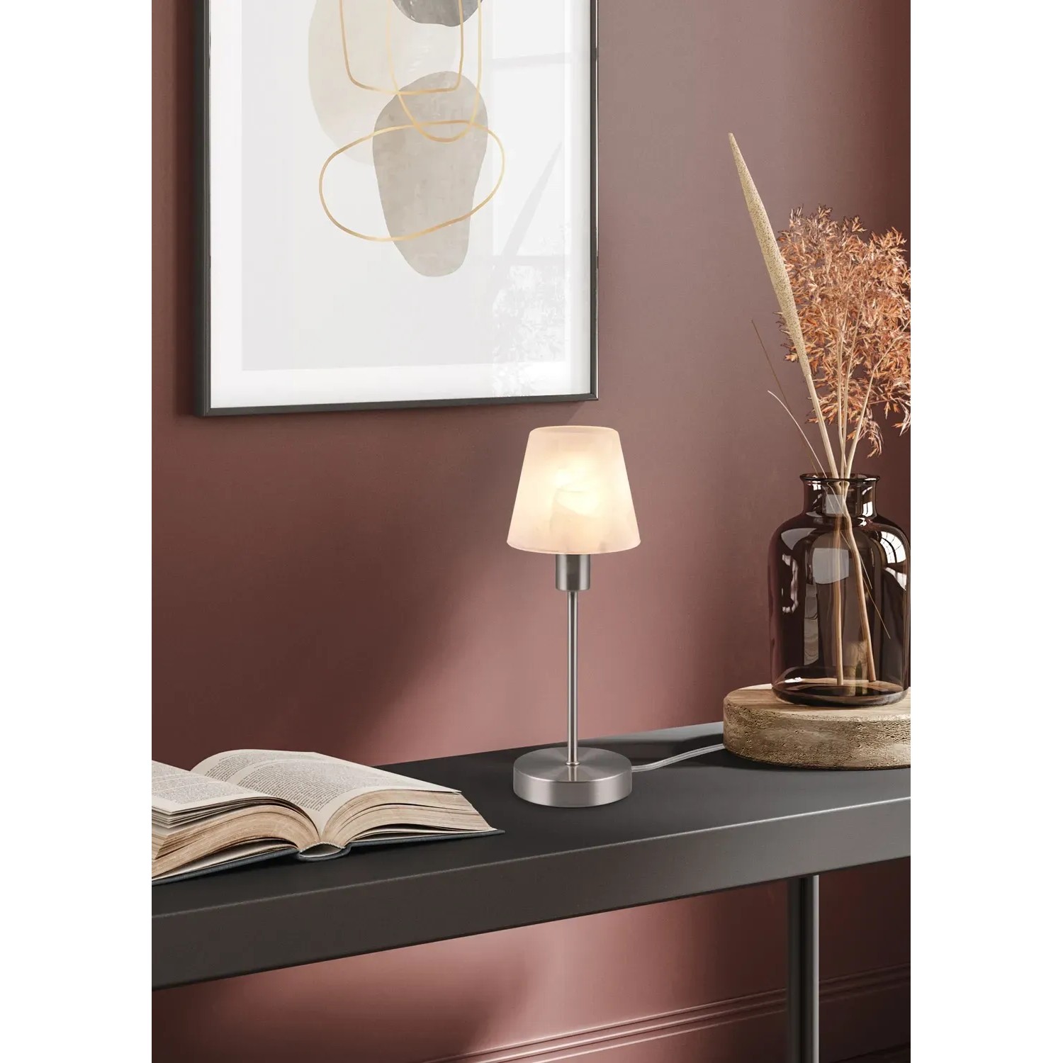 Trio Tischlampe Luis II 1-flammig Nickel Matt 32 x 12 cm kaufen bei OBI