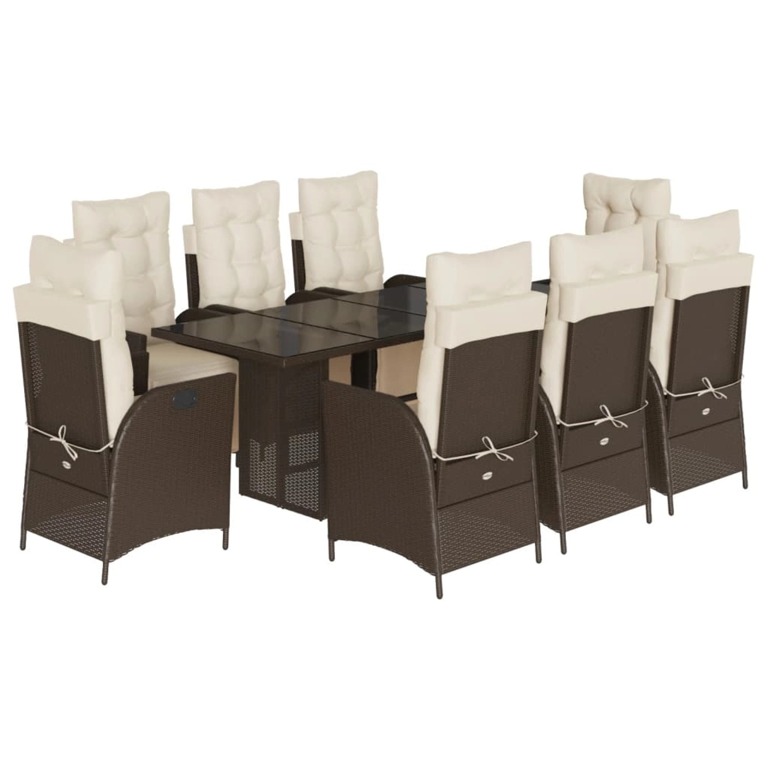 vidaXL 9-Tlg Garten-Essgruppe mit Kissen Braun Poly Rattan 3213355 günstig online kaufen