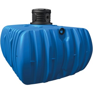 Blauer 4rain Flat l Flachtank 10.000 l für Garten, mit schwarzem, begehbarem Deckel.
