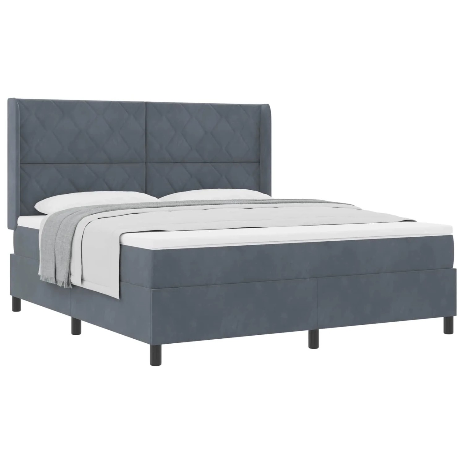 vidaXL Boxspringbett mit Matratze Dunkelgrau 180 x 200 cm Samt 3342075