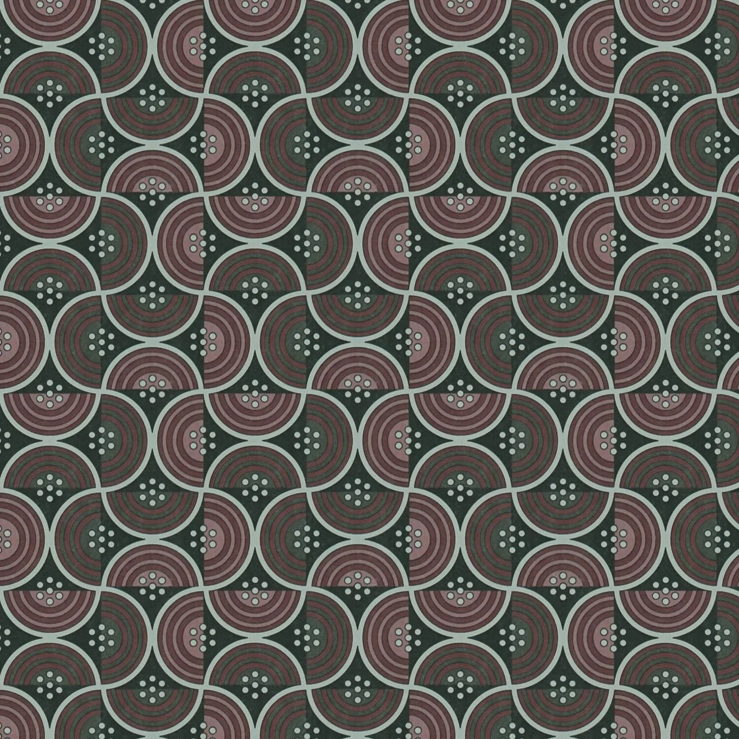 PROFHOME 390611-GU Retro Tapete Geometrisch Schwarz Rot Grau Grün 0,53 m x 10,05 m 5,33 m2