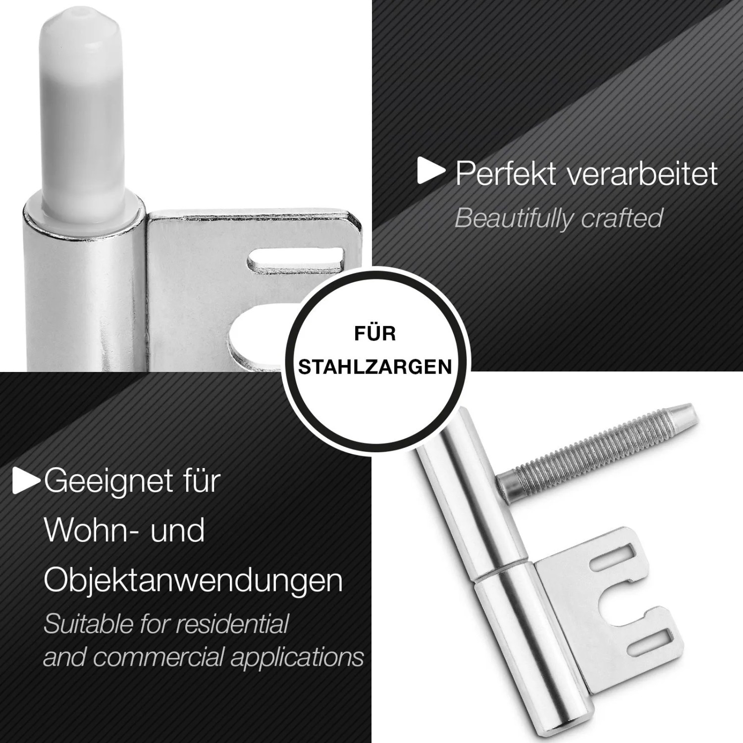 SOTECH 1 Paar Türbänder 2-Teilig Ø15 mm Stahl Vernickelt für Stahlzargen_2